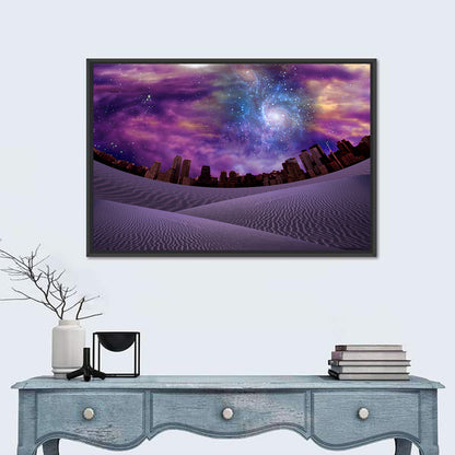 Cosmic Desert City Illustration Wall Art