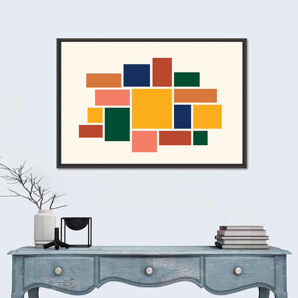 Geometric Mosaic Mood Board Wall Art in a room, landscape