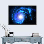 Glowing Blue Spiral Galaxy Wall Art