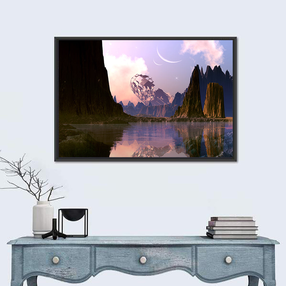 Crashed Spaceship on Alien Planet Wall Art