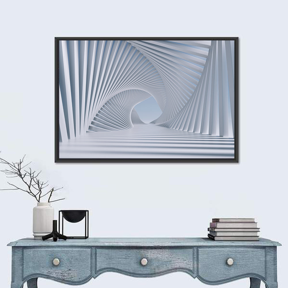 3d White Spiral Tunnel Wall Art