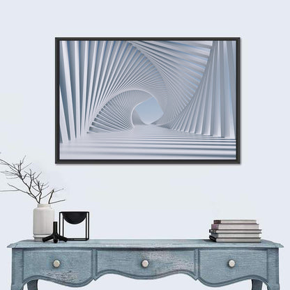 3d White Spiral Tunnel Wall Art
