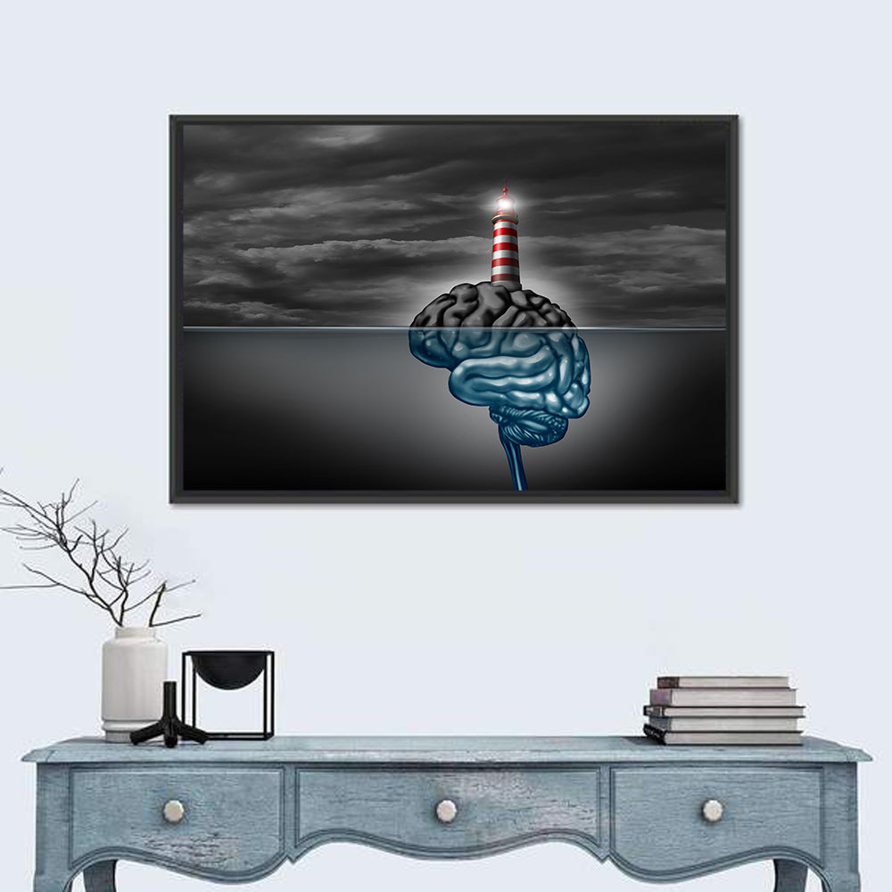 Surreal Brain Lighthouse Wall Art