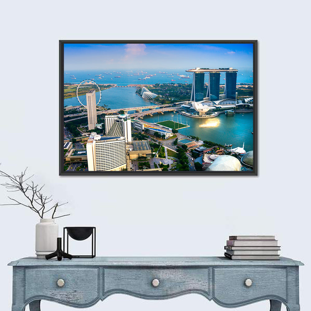 Marina Bay Sunset Skyline Wall Art in a room, landscape