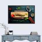 Top-down Sushi Roll with Chopsticks Wall Art