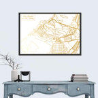 Abu Dhabi Gold Line Map Wall Art