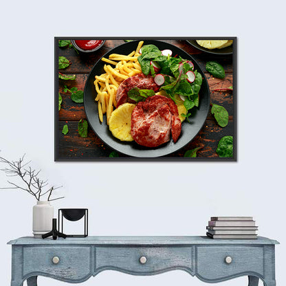 Gammon Steak with Fries and Pineapple Wall Art