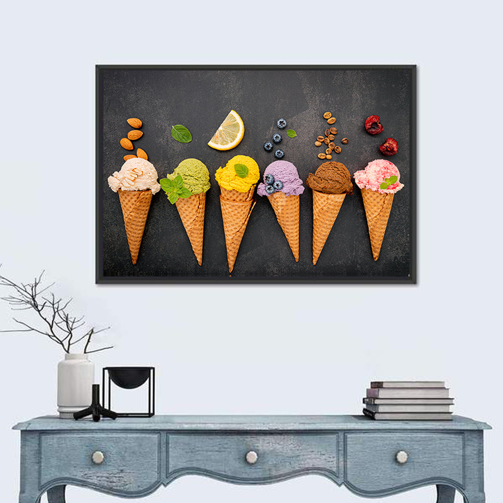Six Ice Cream Cone Flavors Wall Art