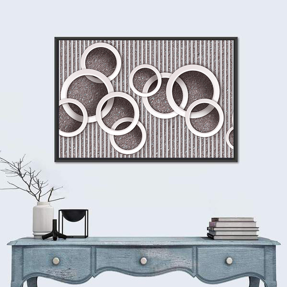 Layered White Circles Wall Art
