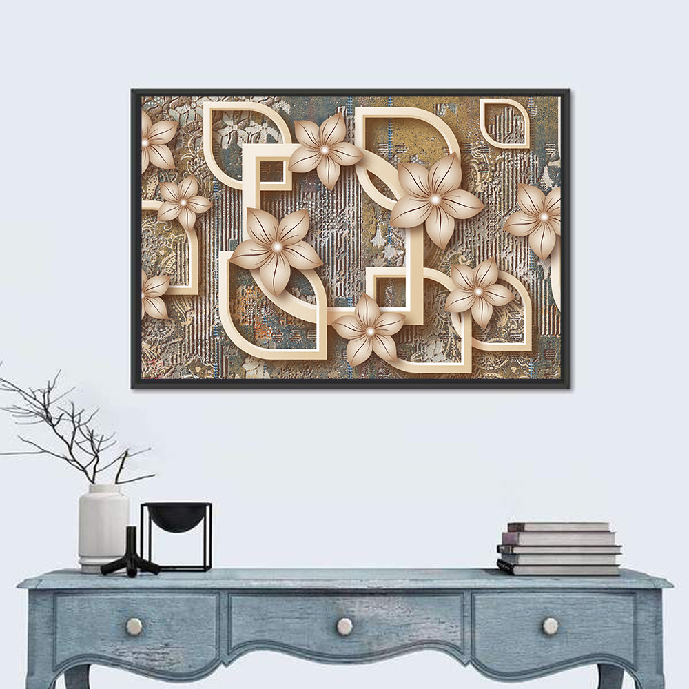 Golden Floral Geometry Wall Art