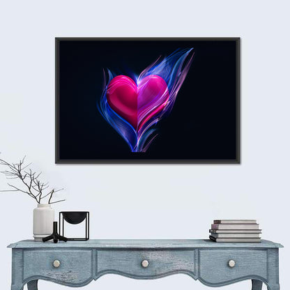 Glowing Pink Heart in Blue Flame Wall Art