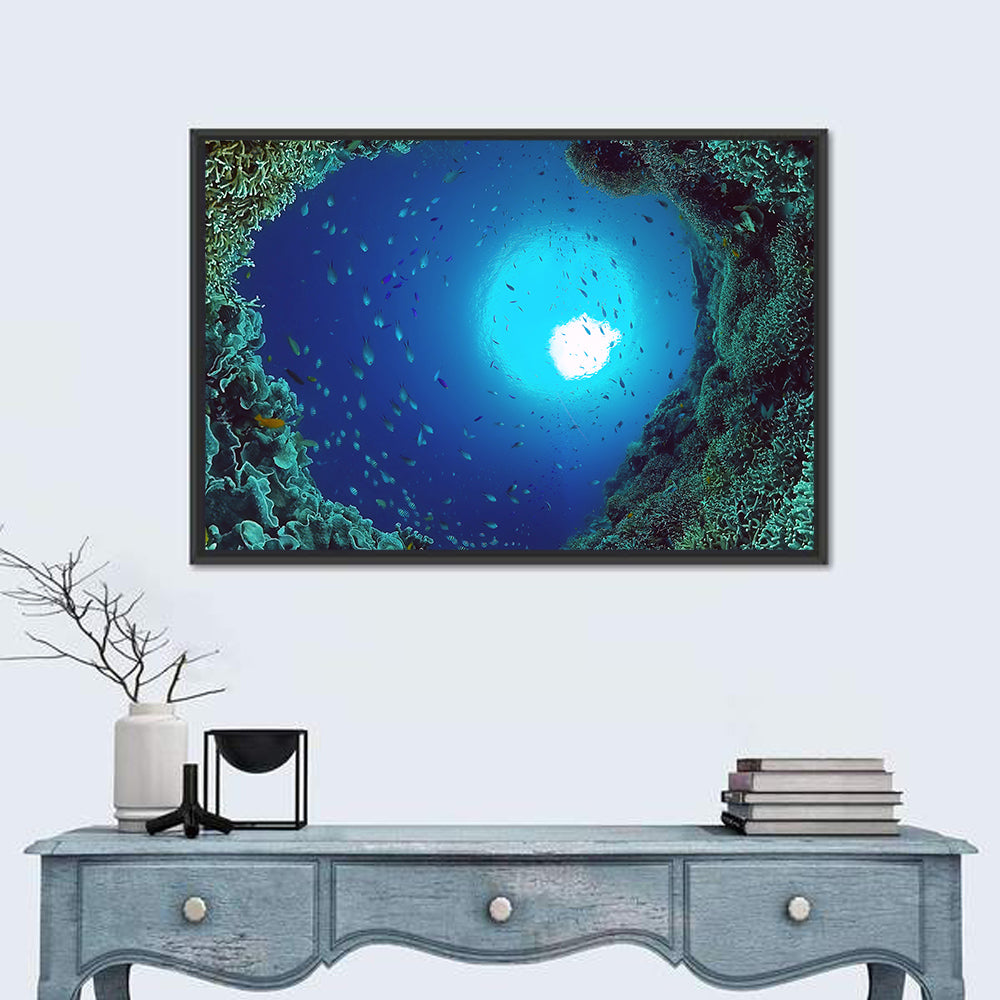 Sunlit Coral Reef with Tropical Fish Wall Art