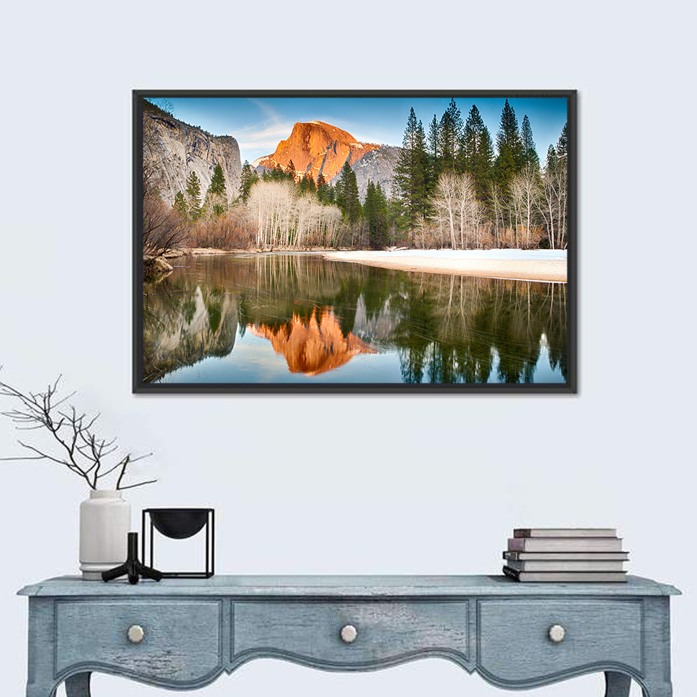 Half Dome Reflection, Yosemite Wall Art in a room, landscape