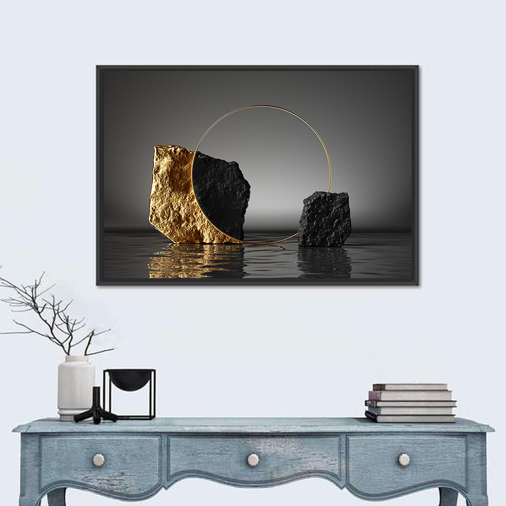 Golden Cobblestone Ring Wall Art in a room, landscape