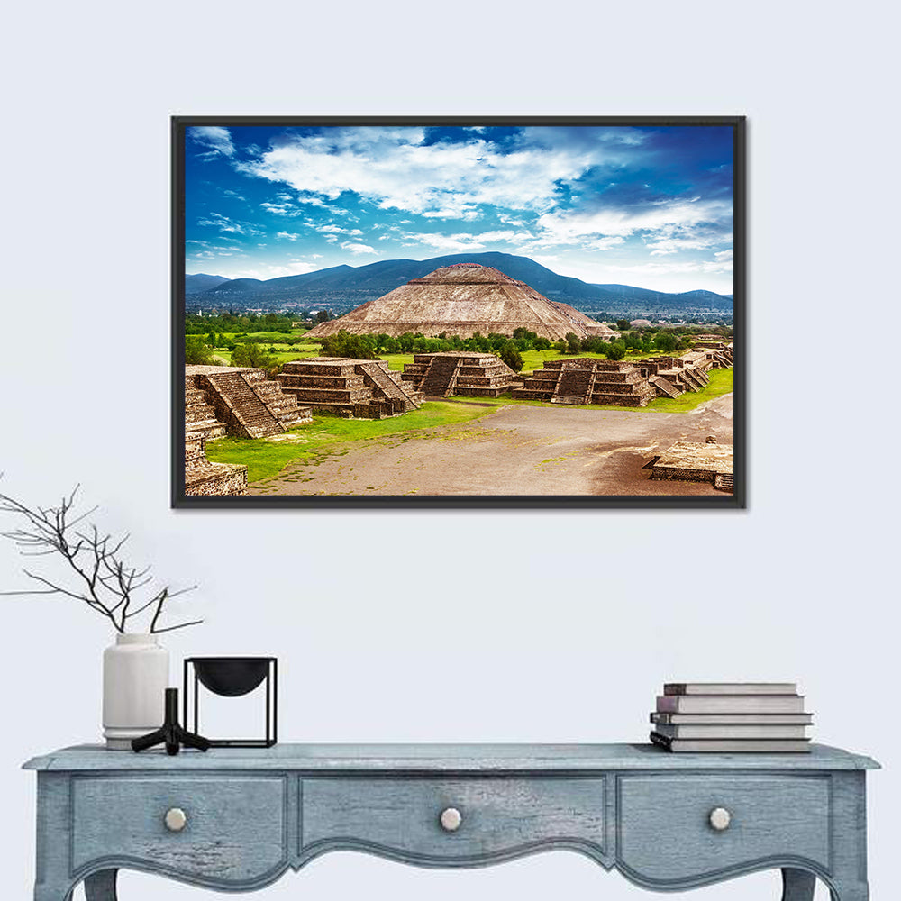 Teotihuacan Pyramid Ruins Wall Art in a room, landscape