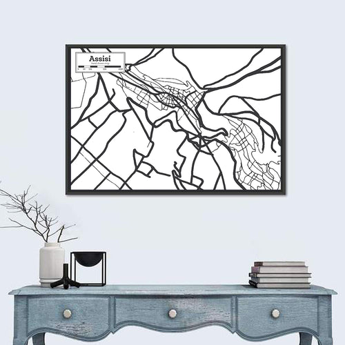 Assisi City Grid Map Wall Art