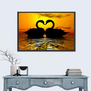 Swan Love Sunset Wall Art