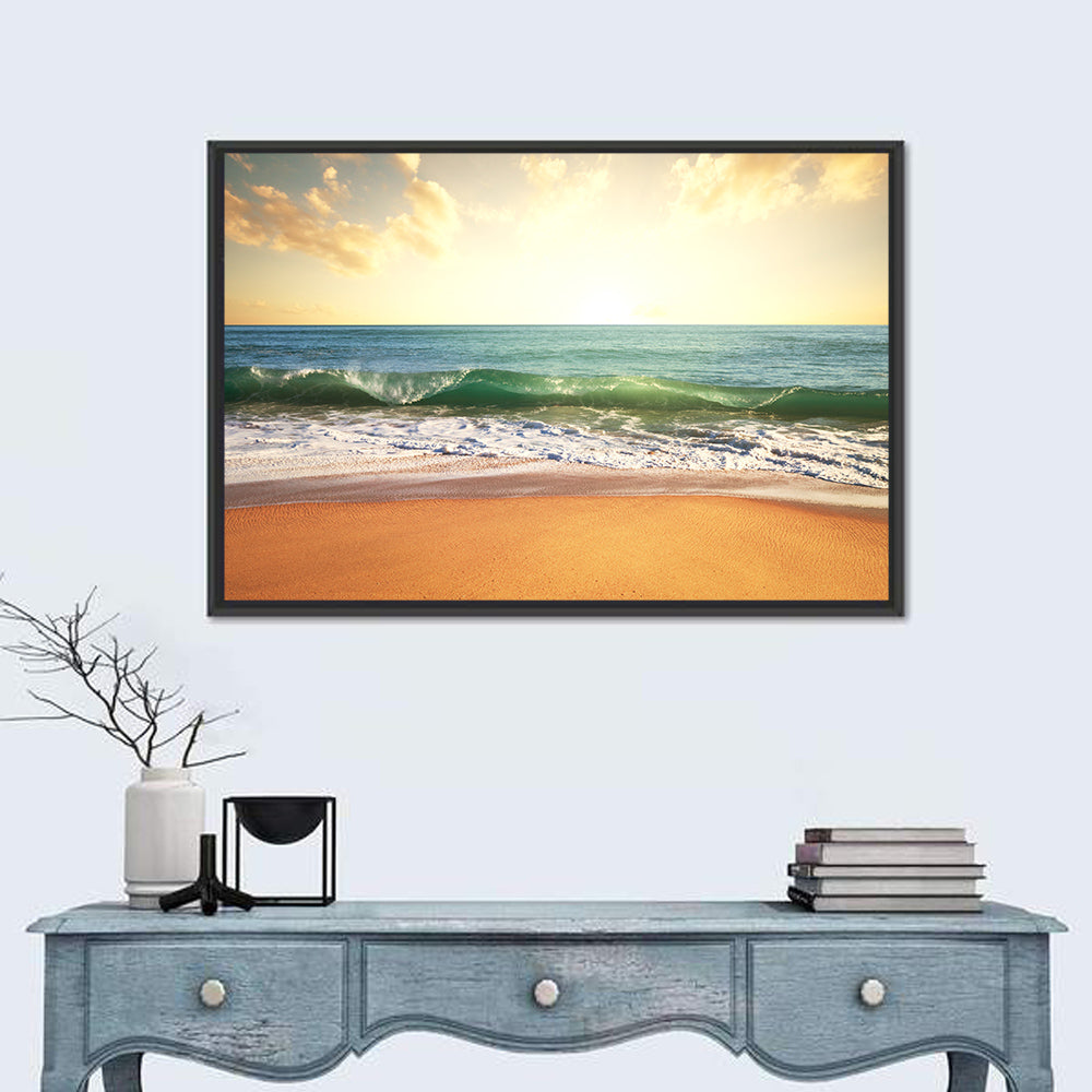 Sunset Over Breaking Wave Wall Art