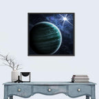 Blue Planet Closeup with Star Flare Wall Art