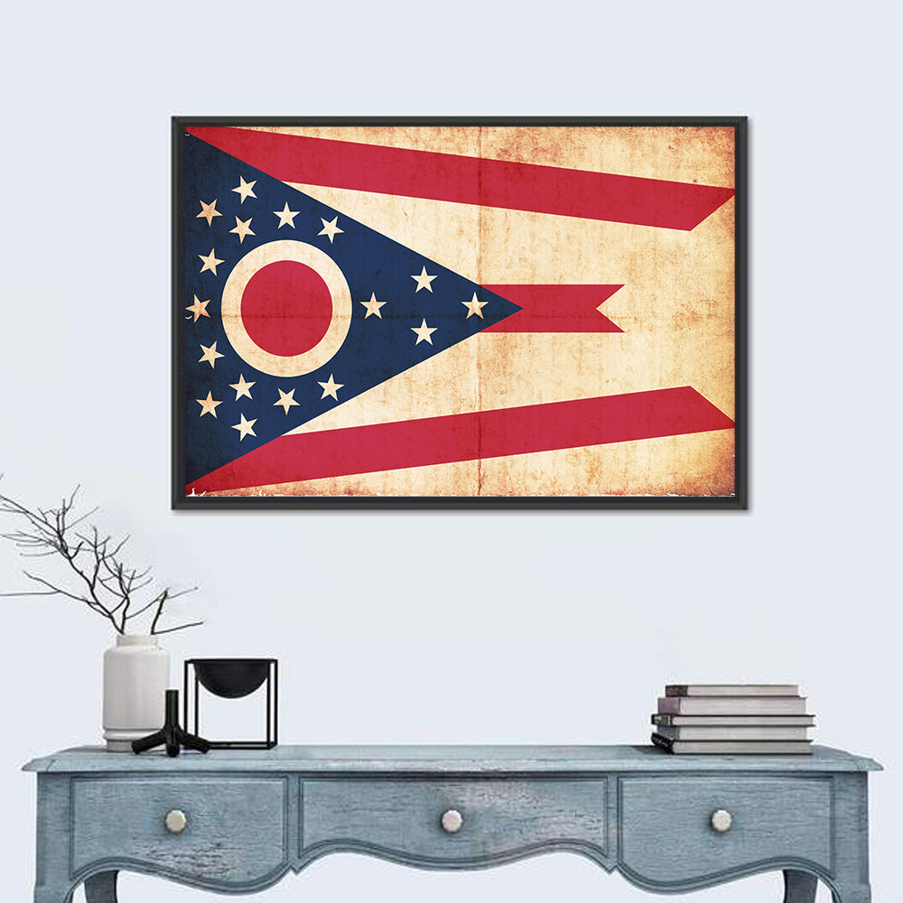 Ohio State Swallowtail Flag Wall Art in a room, landscape