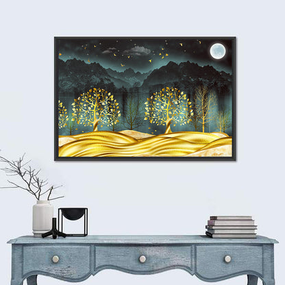 Golden Moon Jungle Landscape Wall Art