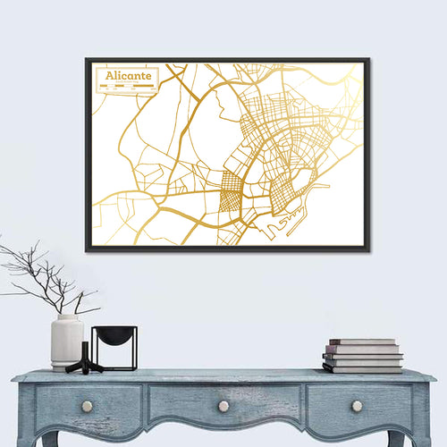 Alicante City Map Wall Art