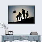 Soldiers on Ridge with Helicopter Wall Art