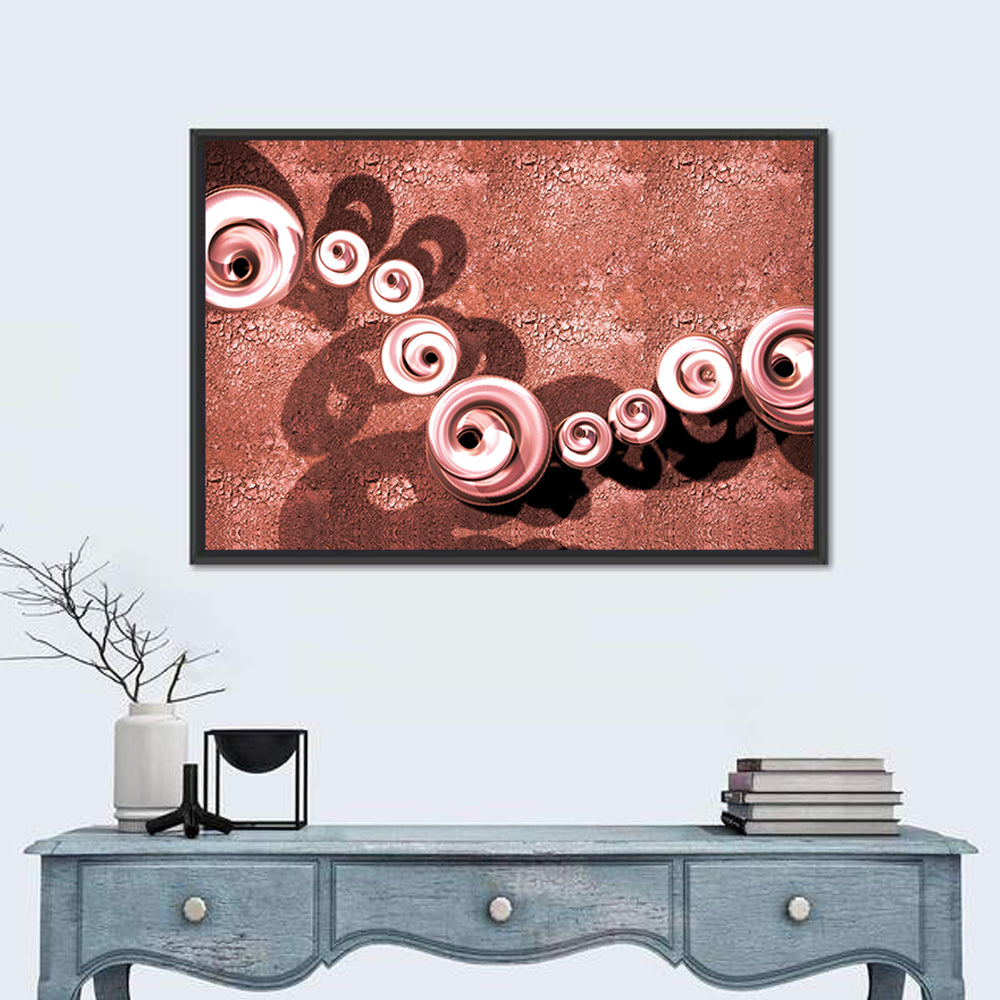 Spiral Copper Spheres Wall Art in a room, landscape