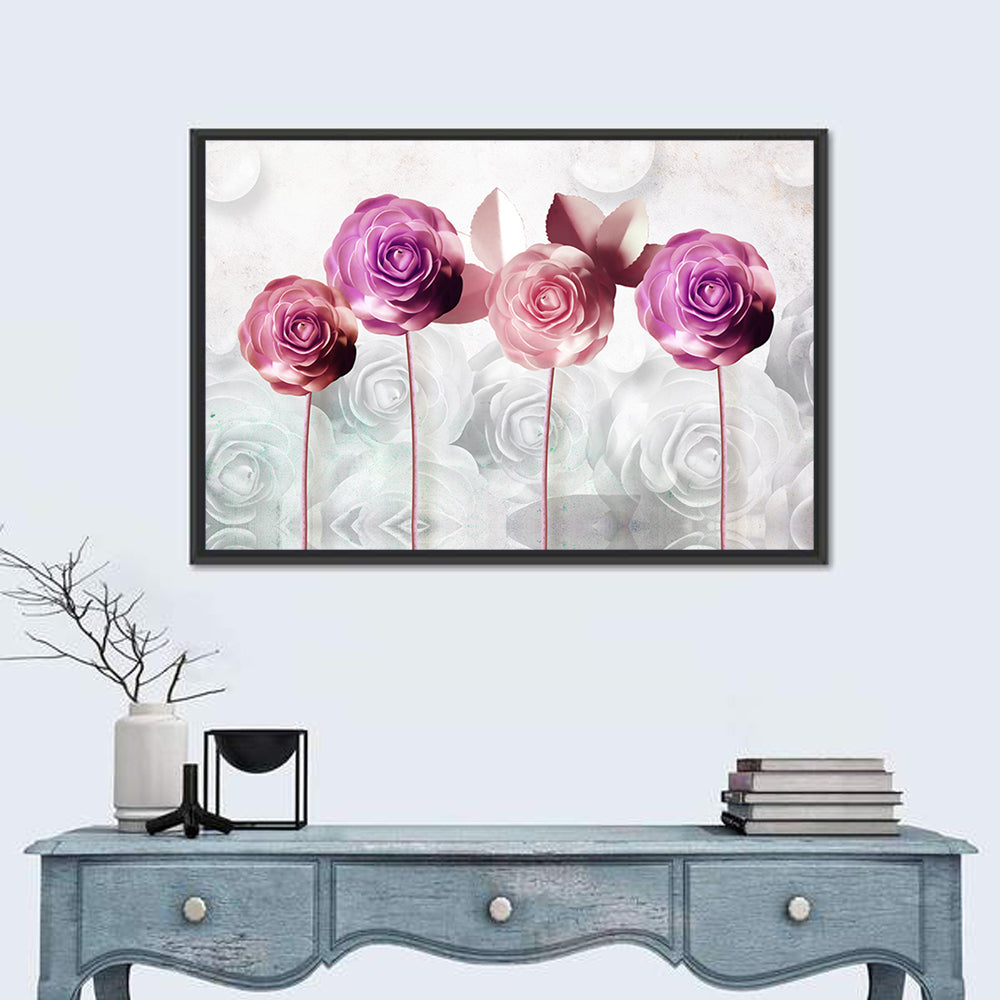 3d Quartet of Roses Wall Art