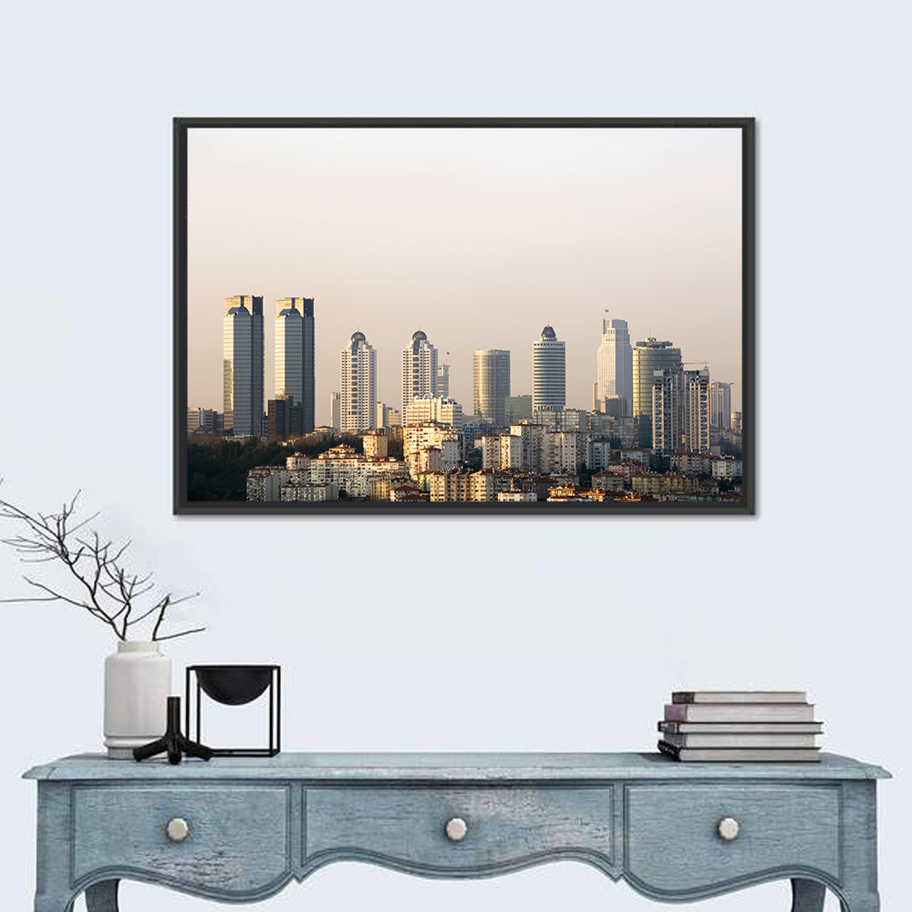 Istanbul Levent Skyline at Golden Hour Wall Art in a room, landscape