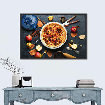Apple Tart with Blue Teapot Wall Art
