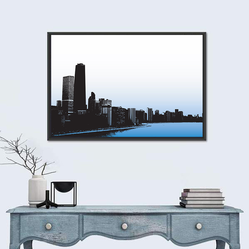Chicago Skyline Blue Reflection Wall Art