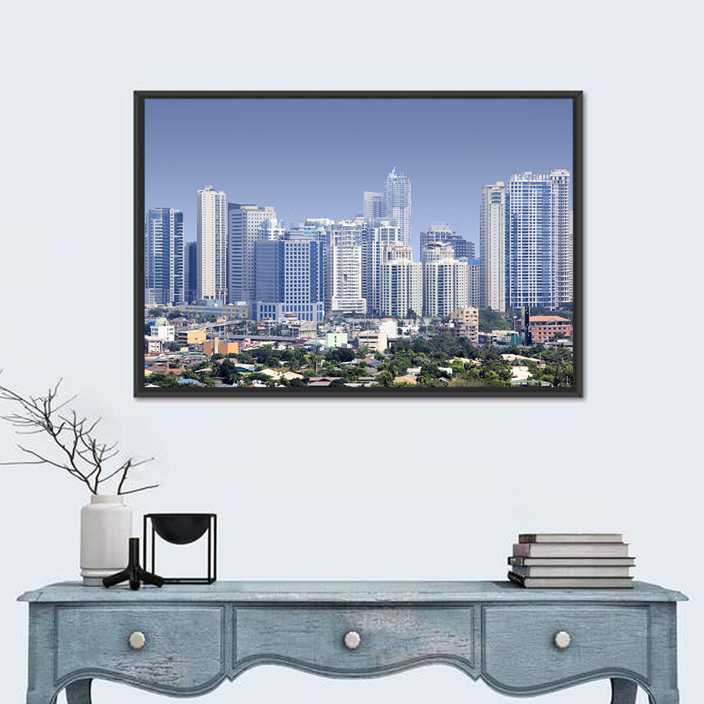 Fort Bonifacio Modern Skyline Wall Art in a room, landscape