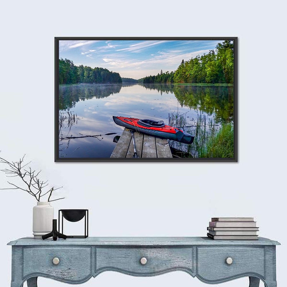 Red Kayak at Lake Kabetogama Wall Art in a room, landscape