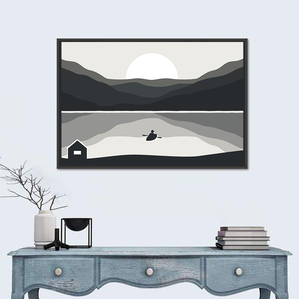 Fisherman at Mountain Lake Wall Art