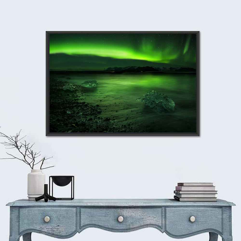 Aurora Polaris Over Icebound Shore Wall Art