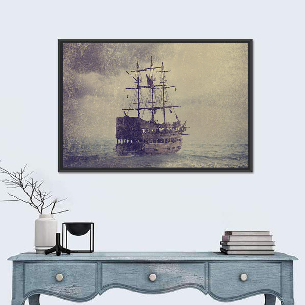 Old Pirate Ship at Sea Wall Art