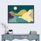 Moonlit Minimalist Mountain Wall Art