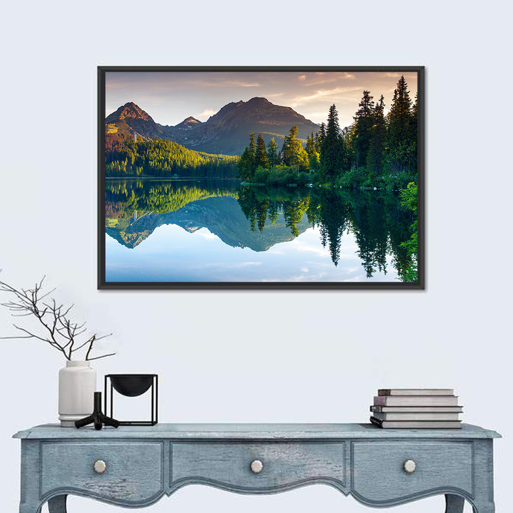 Strbske Pleso Lake at Golden Hour Wall Art in a room, landscape