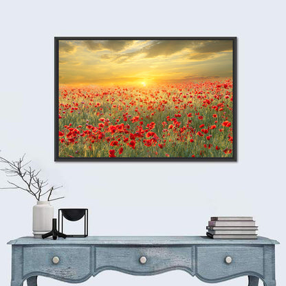 Poppy Field at Sunset Wall Art