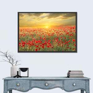 Poppy Field On Sunset Wall Art