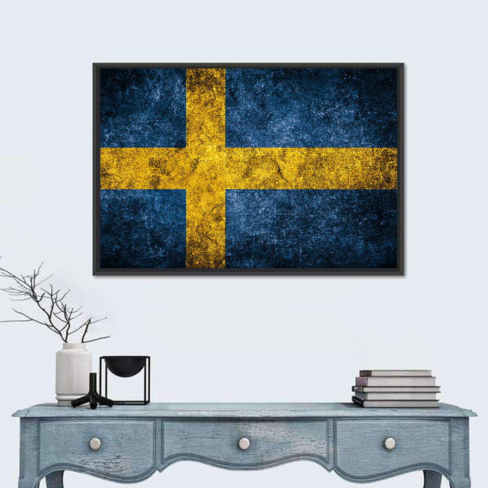 Distressed Sweden Flag Wall Art
