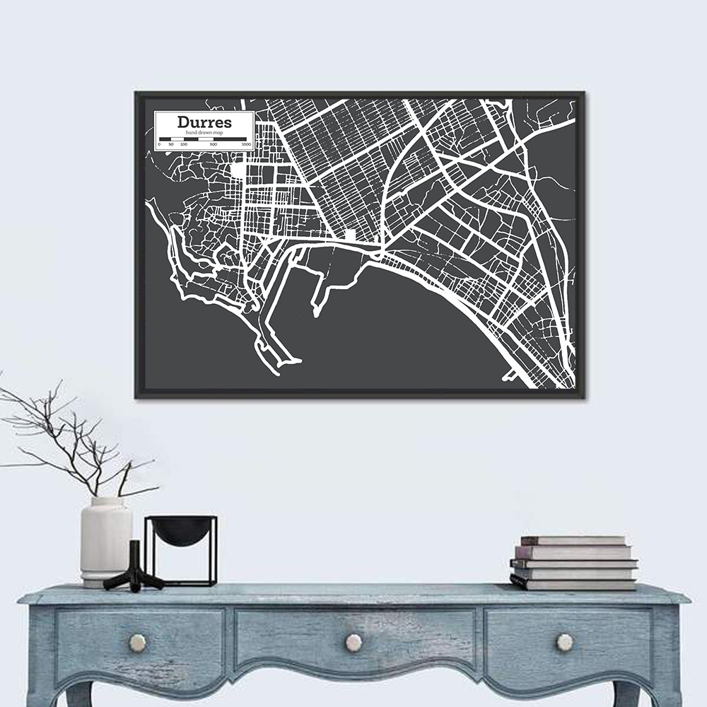 Durres City Map Wall Art