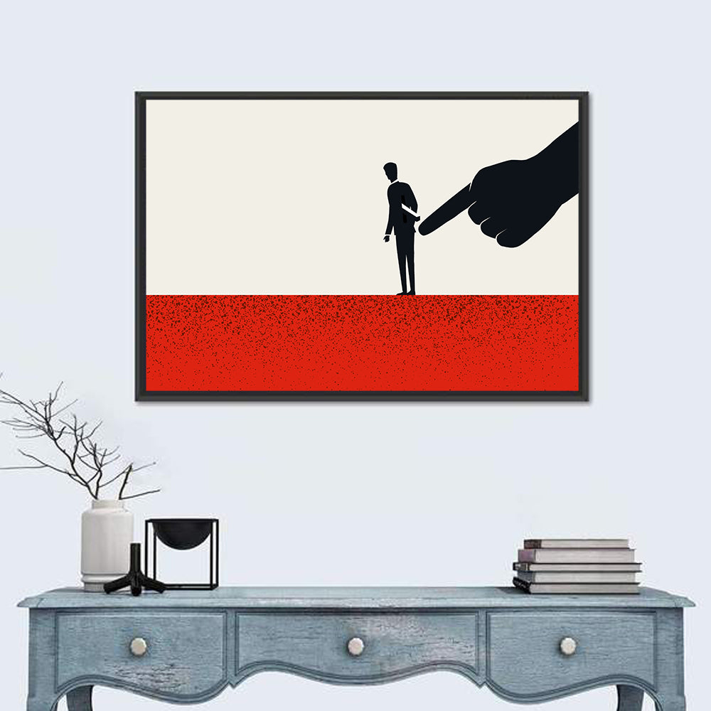 Giant Hand Pointing at Man Wall Art