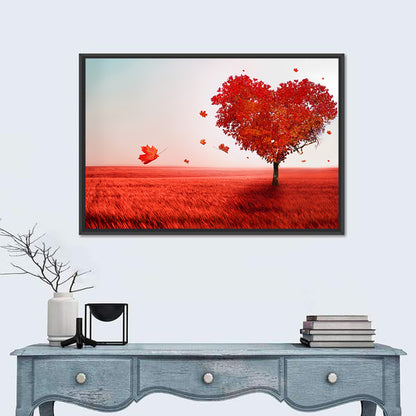 Heart-shaped Tree in Red Field Wall Art