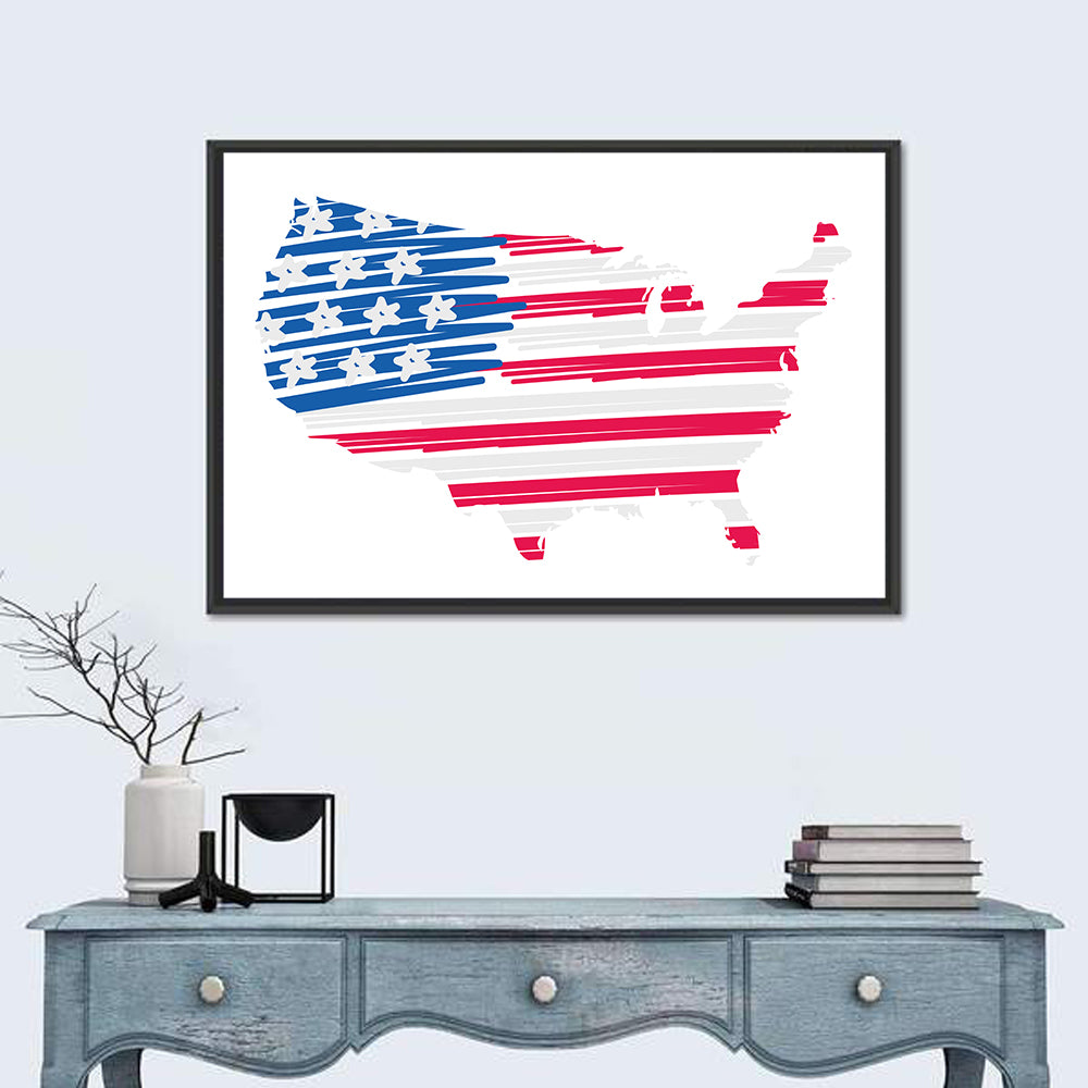 United States Flag Map Wall Art
