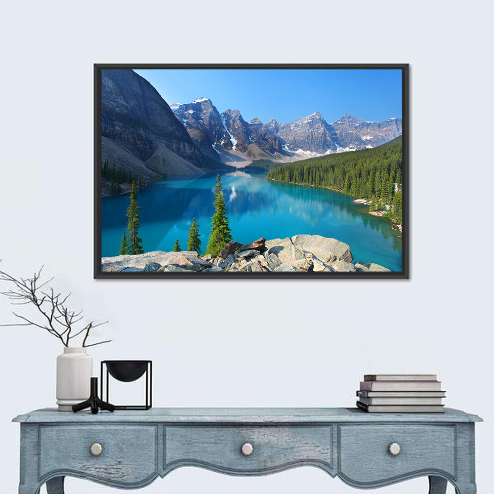 Moraine Lake, Canadian Rockies Wall Art in a room, landscape