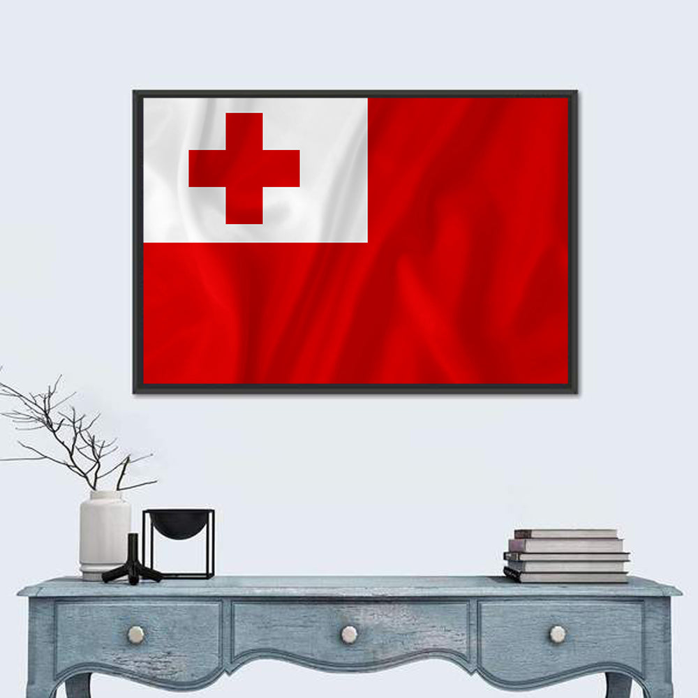 Tonga National Flag Wall Art in a room, landscape