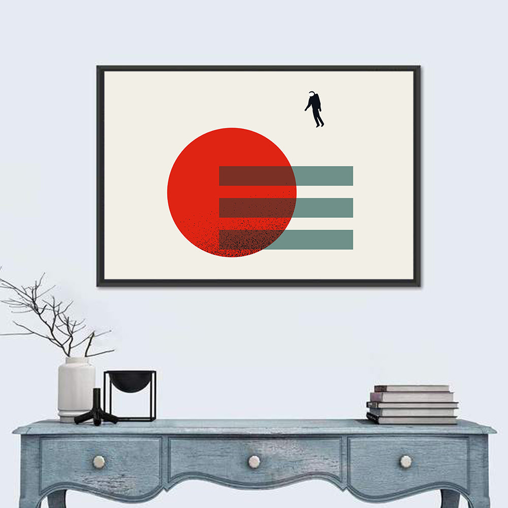 Minimalist Astronaut and Red Planet Wall Art