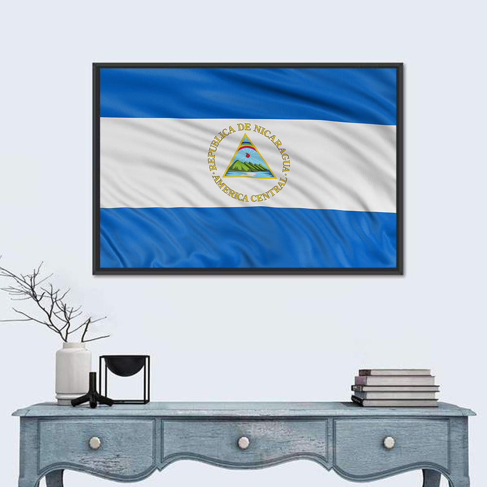 Nicaraguan Flag with Emblem Wall Art